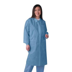 Disposable Lab Coat-Snap Front, Knit Cuffs-Fluid Resistant
